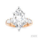 1 1/4 Ctw Marquise Shape Emerald and Round Cut Diamond Semi-Mount Engagement Ring in 14K Rose and White Gold