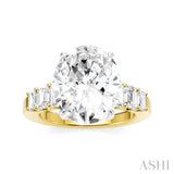 1 1/4 Ctw Oval Shape Emerald and Round Cut Diamond Semi-Mount Engagement Ring in 14K Yellow and White Gold