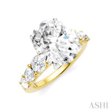 1 1/4 Ctw Oval Shape Round Cut Diamond Semi-Mount Engagement Ring in 14K Yellow and White Gold