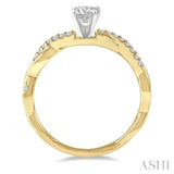 1/10 Ctw Round Center Semi-Mount Diamond Engagement Ring in 14K Yellow and White Gold