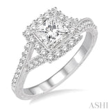 1/2 Ctw Round Diamond Semi-Mount Engagement Ring in 14K White Gold