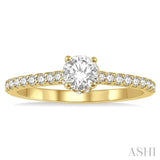 1/5 Ctw Round Cut Diamond Semi-Mount Engagement Ring in 14K Yellow Gold