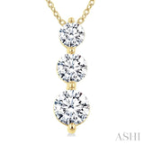 1 Ctw Round Cut Diamond Three-Stone Snowman Pendant With Chain in 14K Yellow Gold