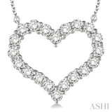 1 Ctw Round Cut Diamond Heart Pendant With Chain in 14K White Gold