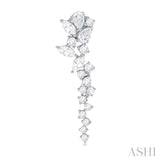 1 Ctw Mixed Shape Diamond Scatter Fashion Long Earring in 14K White Gold