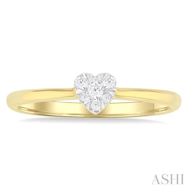 1/10 Ctw Lovebright Petite Heart Shape Round Cut Diamond Fashion Ring in 10K Yellow Gold