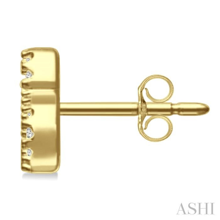 1/10 Ctw Initial 'S' Single Cut Diamond Earrings in 10K Yellow Gold