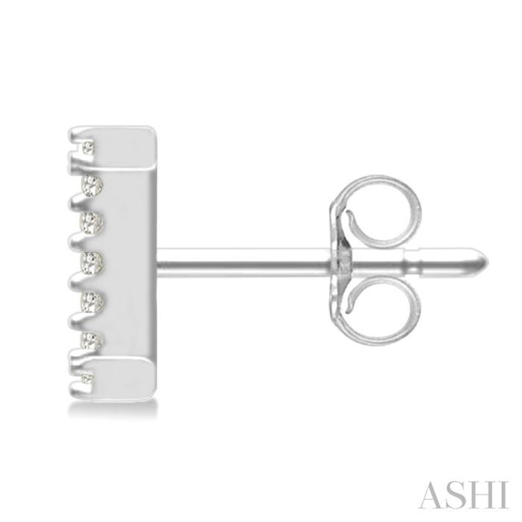 1/10 Ctw Initial 'I' Single Cut Diamond Earrings in 10K White Gold