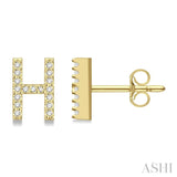1/10 Ctw Initial 'H' Single Cut Diamond Earrings in 10K Yellow Gold