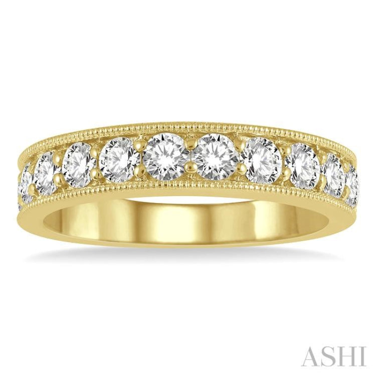 1 Ctw Round Cut Diamond Wedding Band in 14K Yellow Gold