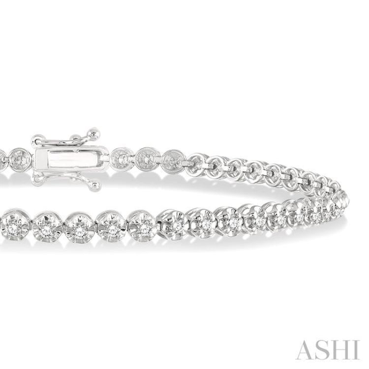 1 Ctw Round Cut Diamond Illusion Tennis Bracelet in 10K White Gold