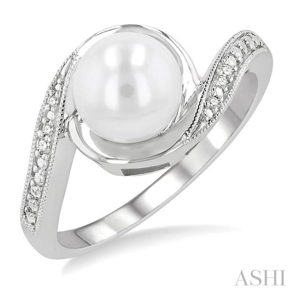 Silver Pearl & Diamond Ring - 84169NBADSSSLRG – National