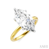 1/10 Ctw Marquise Shape Round Cut Diamond Semi Mount Engagement Ring in 14K Yellow and White Gold