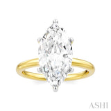 1/10 Ctw Marquise Shape Round Cut Diamond Semi Mount Engagement Ring in 14K Yellow and White Gold