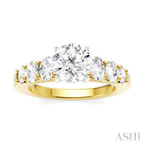 1 Ctw Round Shape Oval and Round Cut Diamond Semi-Mount Engagement Ring in 14K Yellow and White Gold