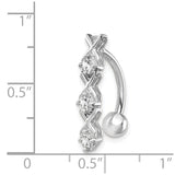 10k White Gold CZ Xoxo Belly Dangle