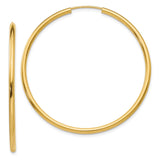 14k 2x45mm Polished Round Endless Tube Hoop Earrings