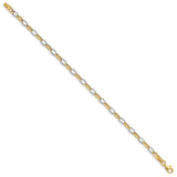 14k Two-tone Polished Oval Cable Link 7.25 inch Bracelet