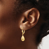 14k Polished Teardrop Dangle Leverback Earrings