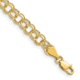 14k 5mm Solid Double Link 7 inch Charm Bracelet