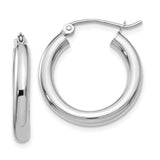 14K White Gold 3x20mm Polished Tube Hoop Earrings