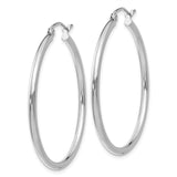 14k White Gold 2x35mm Polished Tube Hoop Earrings