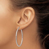 14k White Gold 2x45mm Polished Lightweight Tube Hoop Earrings