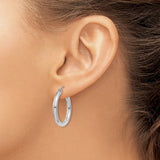 14K White Gold 3x25mm Polished Lightweight Tube Hoop Earrings