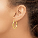 14K 4x30mm Polished Lightweight Tube Hoop Earrings