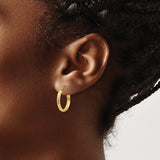 14K 2.8x18mm Diamond-cut Tube Hoop Earrings