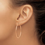 14k Rose Gold 2x40mm Polished Lightweight Tube Hoop Earrings