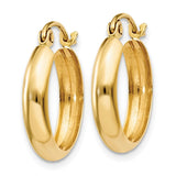 14k 3.5x14mm Polished Hoop Earrings