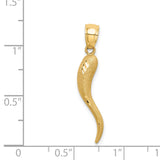 14k Solid Diamond-cut 3-D Italian Horn Charm