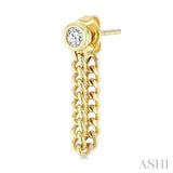 1/3 Ctw Bezel Set Round Cut Diamond Curb Link Fashion Earrings in 14K Yellow Gold