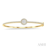 1 Ctw Round Shape Lovebright Round Cut Diamond Stackable Bangle in 14K Yellow and White Gold