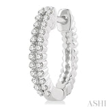 1/4 Ctw Petite Twin Row Round Cut Diamond Fashion Huggies in 10K White Gold