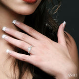 1/3 Ctw Tri Mount Emerald Shape Round Cut Diamond Semi-Mount Engagement Ring in 14K White and Yellow Gold