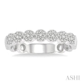 1/5 Ctw Circular Mount Floral Round Cut Diamond Stack Band in 14K White Gold