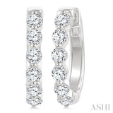 1 Ctw Prong Set Round Cut Diamond Hoop Earrings in 14K White gold