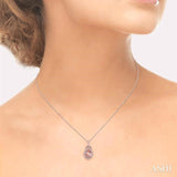 8x6 MM Oval Cut Morganite and 1/4 Ctw Round Cut Diamond Pendant in 14K Rose Gold with Chain