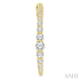 1 Ctw Round Cut Diamond Graduated Riviera Hoop Earrings in 14K Yellow Gold