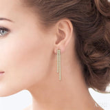 1 3/4 Ctw Twin Line Round Cut Diamond Tennis Earring in 14K Yellow Gold