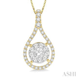 5/8 Ctw Lovebright Round Cut Diamond Pendant in 14K Yellow and White Gold with Chain