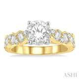 1/2 Ctw Circular Shape Scatter Baguette and Round Cut Diamond Semi Mount Engagement Ring in 14K Yellow and White Gold