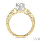 1/2 Ctw Circular Shape Scatter Baguette and Round Cut Diamond Semi Mount Engagement Ring in 14K Yellow and White Gold
