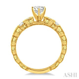 1/2 ctw Diamond Engagement Ring with 1/4 ct Round Cut Center Stone in 14K Yellow Gold