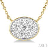 1/3 Ctw Oval Shape Lovebright Diamond Pendant With Chain in 14K Yellow and White Gold
