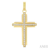 1 Ctw Round Cut Diamond Cross Pendant in 14K Yellow Gold