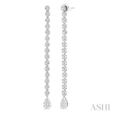 1 1/4 Ctw Lovebright Pear Shape Dangle Tip Round Cut Diamond Fashion Long Earrings in 14K White Gold