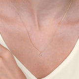 1/20 Ctw Initial 'B' Round Cut Diamond Pendant With Chain in 14K White Gold